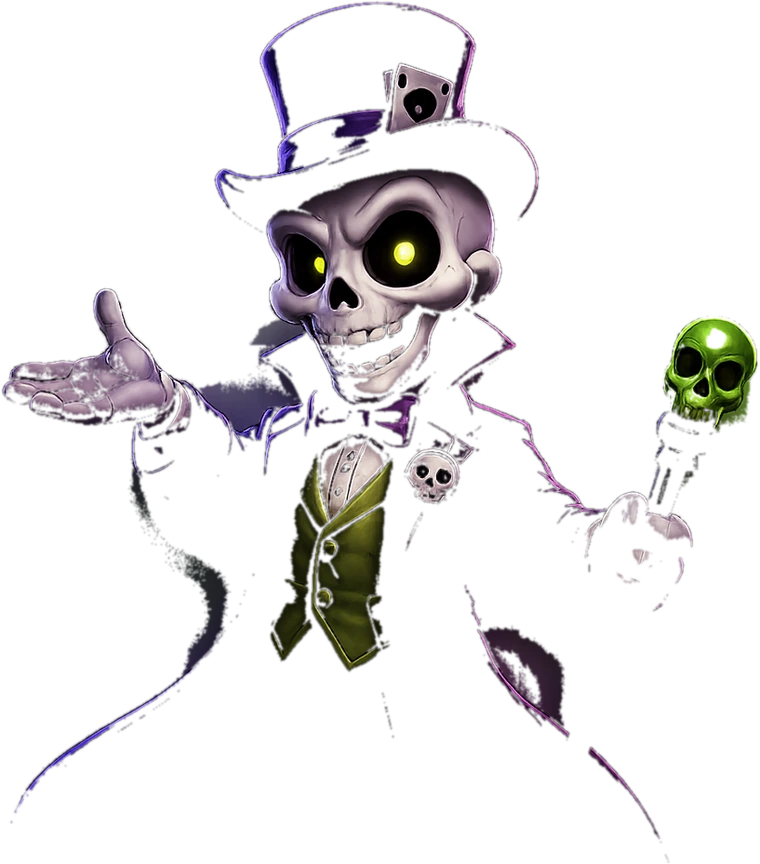 Mascotte scheletro di Spookino con cilindro